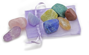 A drawstring pouch is perfect for holding tumbled stones to carry with you